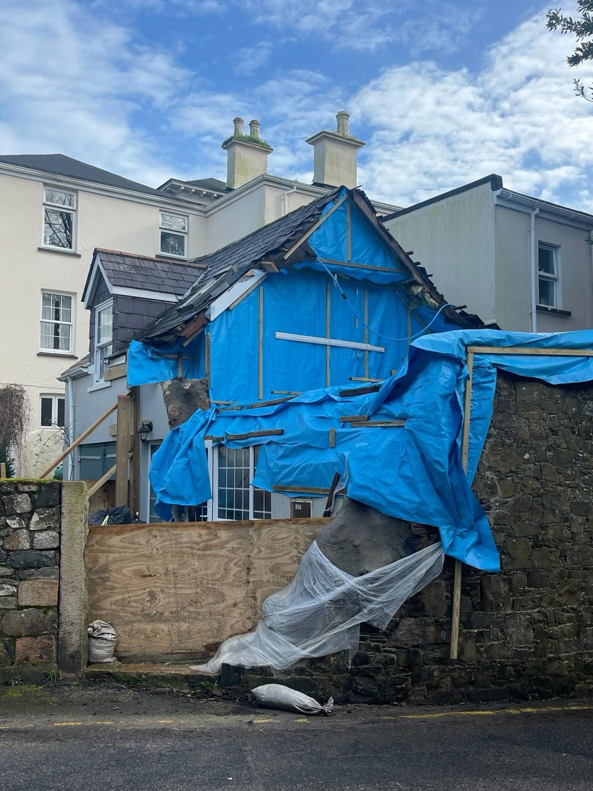 Cottage mid-reinstatement works — St Peter
